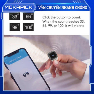 Bộ đếm vòng BT thông minh Màn hình 0 49in Di động 5 Thời gian cầu nguyện Báo rung điện tử Mokapick
