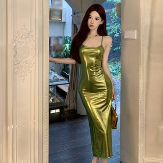Váy yếm nữ Dây cổ không lưng màu trơn chong quấn mông Váy mùa hè mỏng