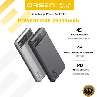Pin dự phòng Orsen E43 25000mAh QC 3.0 PD 45W Bộ nguồn tối đa loại C Bộ nguồn đầu ra USB Sạc nhanh 100% Chính hãng Sạc nhanh Bộ nguồn dự phòng Mạch pin dự phòng