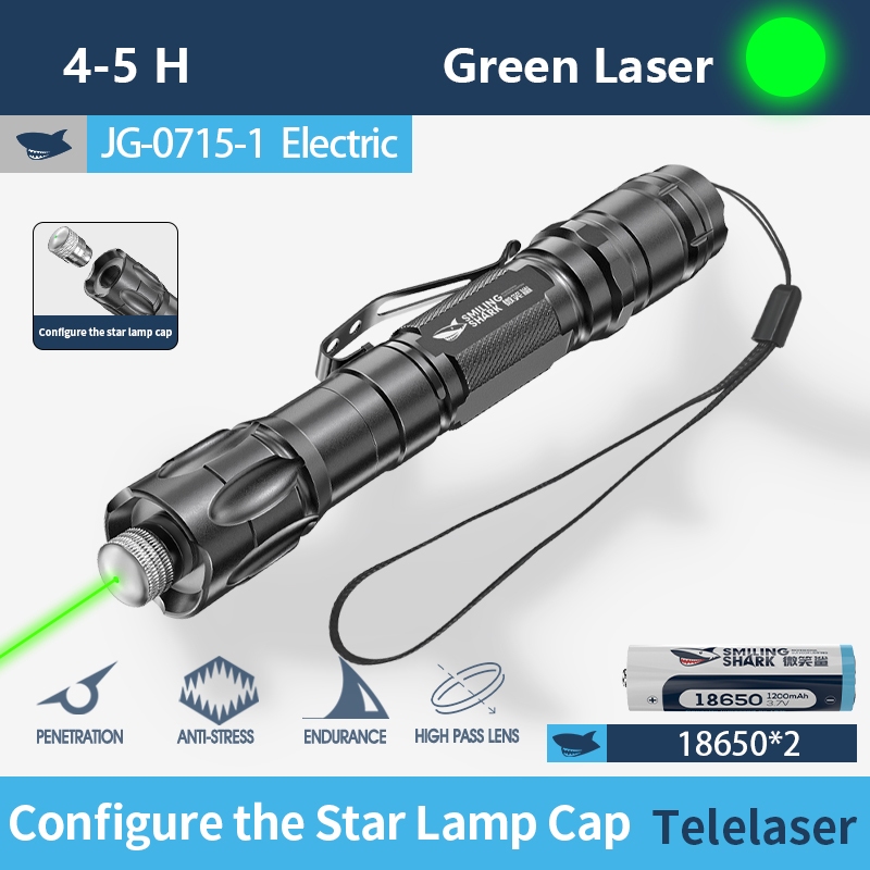 Đèn Laser Smiling Shark JG0715 Đèn Laser Green Laser Pointer 5MW 532NM Con trỏ Bút Ánh sáng mạnh mẽ 