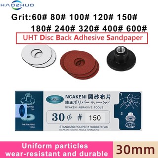 Uht Tấm giấy nhám khí nén tự dính Lỗ tròn 30mm Máy mài khuỷu tay tròn Đĩa cát đặc biệt Keo dán lưng đôi 150 miếng