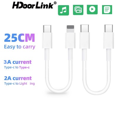Cáp sạc nhanh HDOORLINK 25cm cổng type C sang IOS Loại C đến Loại C hỗ trợ truyền dữ liệu 2.0