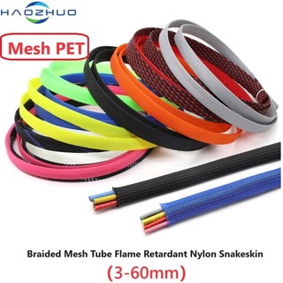 1m Bện Lưới Ống Chống Cháy Nylon Da Rắn Lưới PET Có Thể Thu Vào Chống Sốc Màu Bảo Vệ Dây Và Cáp Nhiều Màu 3 / 4 / 6 / 8 / 10 / 12 / 14 / 16 / 20 / 25mm