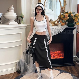 Weird Puss Lạ Puss Váy Thường Ngày Phù Hợp Với Cổ Chữ U Sling Off Tay Skinny Vintage Đa Năng Mùa Hè Đường Phố Phong Cách Thời Trang Nâng Cao Cảm Giác 2024 Nóng Mới