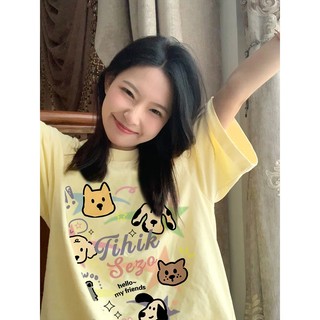 Porozi Quần áo nữ Hàn Quốc Mùa hè cotton cổ tròn oversized áo sơ mi tay ngắn