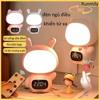 Đèn ngủ bảo vệ mắt LED điều khiển từ xa, đồng hồ tích hợp, 3 chế độ ánh sáng, pin 300mAh CH050