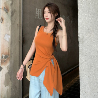 Cocorygirl Quần áo nữ Hàn Quốc Áo len cổ tròn gợi cảm dành cho nữ có khe hở áo không tay & zara