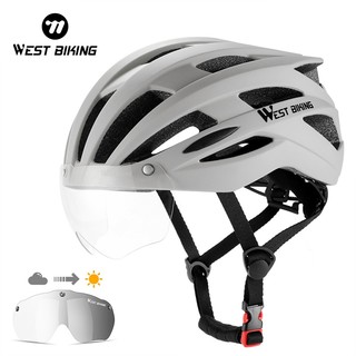 WEST BIKING Kính Photochromic Mũ bảo hiểm Đường bộ Xe đạp leo núi Mũ bảo hiểm đi xe đạp Kính hút từ tính Tương thích với kính cận thị