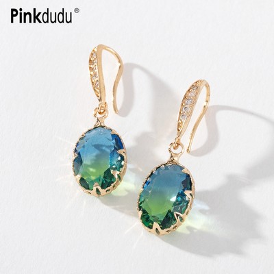 Nhiều Màu Sắc Ellipse Thả Bông Tai Thời Trang Hình Học Kim Cương Giả Tòn Ten Bông Tai Trang Sức Quà Tặng Cho Nữ PD1105
