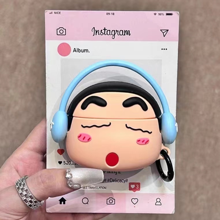 Nhạc Crayon Shin-chan Cho AirPods Pro3 Vỏ AirPods Pro2 Vỏ Tai Nghe 3D Chống Sốc Tương Thích Cho AirP