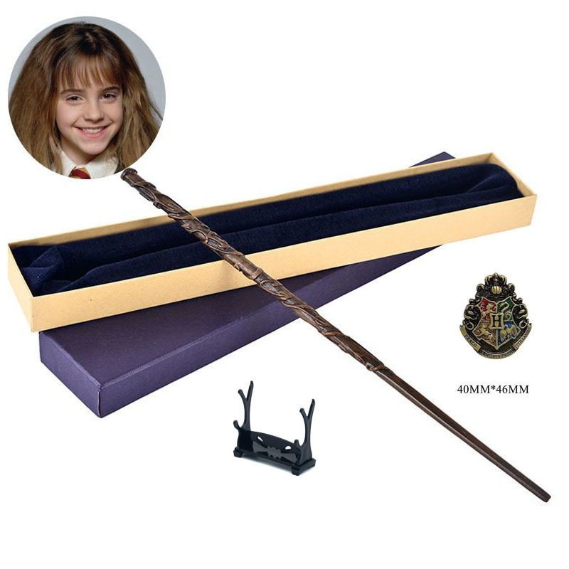 Cây đũa phép Harry Potter Hermione Dumbledore Voldemort Harry cây đũa phép kim loại Đạo cụ Cosplay + Giá đỡ + hộp