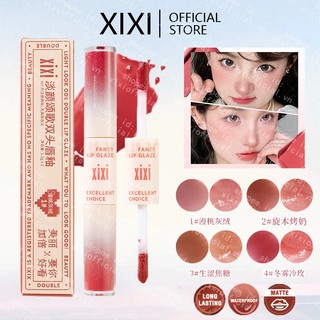 Xixi 2 Trong 1 chất lỏng hai đầu mờ son môi nhung liptint nhẹ sắc tố cao Màu khỏa thân 3D & mờ Lipgloss Long Lating Son môi chống thấm nước NO.D715