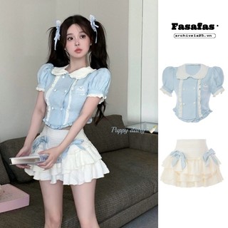 Bộ đồ nữ FAsafas đẹp độc đáo váy bánh trên cùng bộ đồ hai mảnh