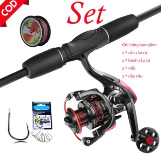 Bộ cần câu Siêu Bền Chống Mài Mòn Cacbon Cao Cấp cần câu Đủ size 1.65m/1.8m/2.1m+Máy Câu Cao Cấp như hình ảnh hiển thị