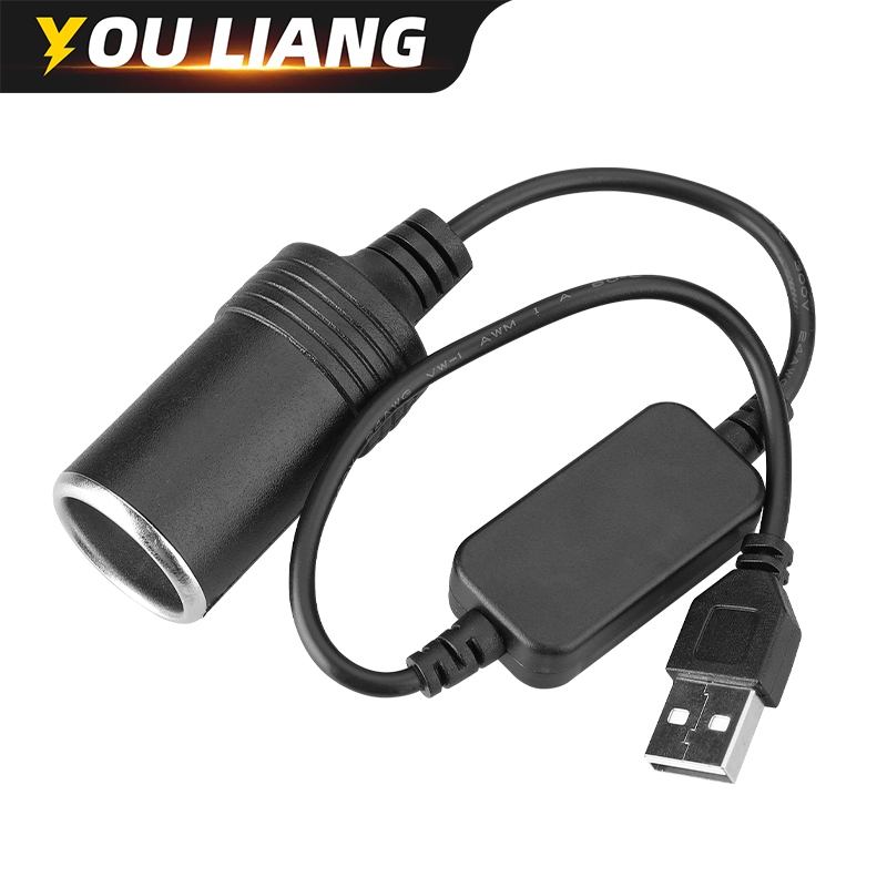 Usb A 5V Đến 12V Xe Thuốc Lá Bật Lửa Ổ Cắm Cắm Đầu Nối Nữ Adapter 12W Max
