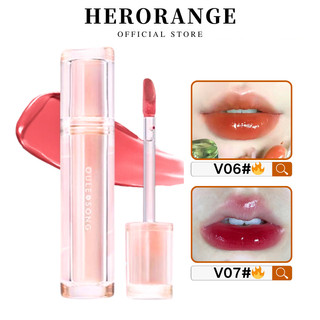  Oulesong Frozen Tea Mirror Lip Glaze Water Gloss Lip Glass Jelly Round Tube Mirror Lip Glaze Water Glossy Glasting Water Gloss Soft Touch Glossy 