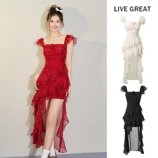 Live GREA Váy nữ chấm bi hoa phiên bản Hàn Quốc thiết kế dễ thương váy đuôi cá phong cách ngày lễ