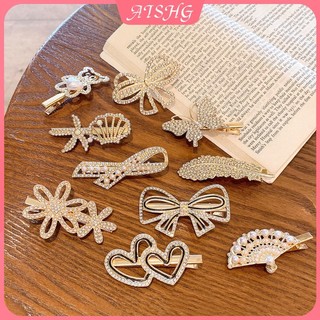 AISHG Hợp Kim Mới Kim Cương Giả Kẹp Tóc Nữ Tươi Đơn Giản Nhỏ Bên Kẹp Phụ Kiện Tóc Thời Trang