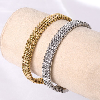 Vòng tay mở lưới unisex cao cấp mới làm bằng thép titan chất lượng cao không phai màu, vòng tay vàng đa năng và thời trang hình chữ C có phong cách ins