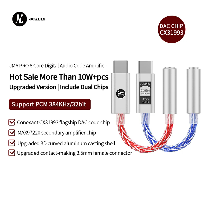 JCALLY JM6 Pro Type-C sang 3.5mm Dual DAC CX31993 MAX97220 Bộ khuếch đại tai nghe âm thanh kỹ thuật 