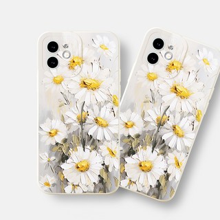 Ốp điện thoại hình hoa cúc trắng hình minh họa IPhone 6 6S 11 7 8 15 X XR XS Plus 12 13 14 15 PRO mini MAX Silicone lỏng