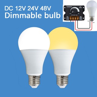 E27 DC 12V 24V 48V Có Thể Điều Chỉnh Độ Sáng Cao Bóng Đèn LED Trắng Ấm