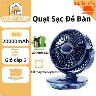 Quạt kẹp bàn,Quạt Sạc Đa Năng Để Bàn, (20000 mAh) Quạt mini sạc điện， quạt gấp mini thiết kế để bàn, quạt tích điện mini 5 cấp độ gió Quạt Mini Tích Hợp Đèn Ngủ Cao Cấp - BH 12 tháng