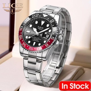 LIGE Đồng hồ nam Đồng hồ thép không gỉ nguyên bản dành cho nam doanh nhân Đồng hồ nam chống nước Unisex Đồng hồ đeo tay Wtih Box