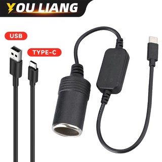  Usb C 5V Đến 12V Xe Thuốc Lá Bật Lửa Ổ Cắm Chuyển Đổi Bộ Chuyển Đổi 12W Max Cáp Sạc Nữ Cắm Phụ Kiện Tự Động 