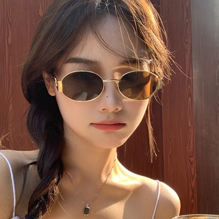 ⚡CM⚡Kính mát nữ gọng tròn oval nhỏ LISA, mắt kính râm Hàn Quốc hot trend gọng kim loại đeo đi chơi, đi biển