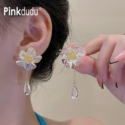 Hoa Trong Suốt Giọt Nước Bông Tai Thời Trang Nhẹ Nhàng Tua Rua Tòn Ten Bông Tai Trang Sức Quà Tặng Cho Nữ PD1952