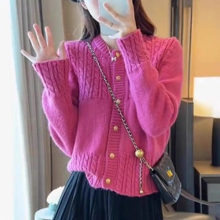 NZN Áo len dệt kim dài tay mềm mại thời trang nữ màu xanh lá cây phong cách Hàn Quốc