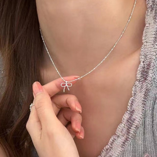 Sterling Bạc Không Đều Nơ Vòng Cổ Bé Gái Ánh Sáng Sang Trọng Niche Xương Đòn Dây Chuyền Sang Trọng Phong Cách Vòng Cổ
