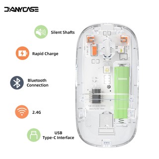 Chuột Bluetooth Không Dây Trong Suốt 2.4G Cho Android Windows ios Chuột Không Dây Sạc Mô Hình Im Lặng