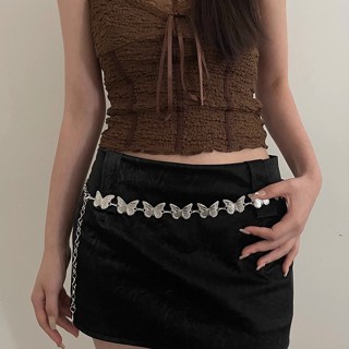 Thời Trang Nhà Máy Cá Tính Bạc Bướm Eo Dây Xích Nữ Cô Gái Đơn Giản Punk Kim Loại Bụng Dây Xích Cơ Thể Dây Thắt Lưng QrhYK