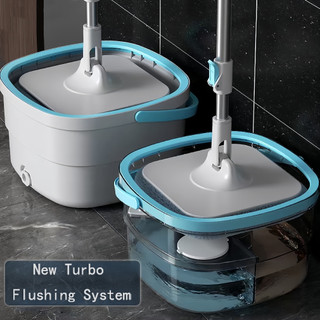Cây lau nhà quay Cây lau nhà tách nước thải Cây lau nhà tự giặt với thùng xả Turbo Cây lau nhà quay