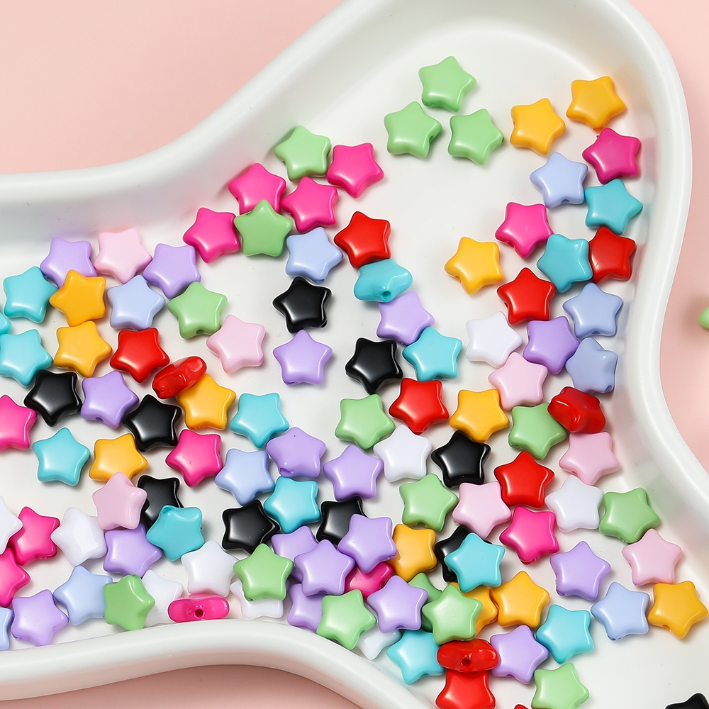 St. kunkka 50 Chiếc Acrylic Năm Cánh Ngôi Sao Hạt Màu Kẹo Ngôi Sao Hạt DIY Làm Vòng Tay Vòng Cổ Đính Hạt Chất Liệu Trang Sức Phụ Kiện
