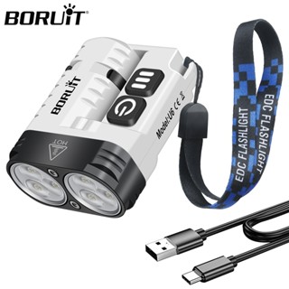 Boruit U6 LED Móc Khóa Đèn Pin Type-C Sạc Cắm Trại Câu Cá Có Nam Châm & Kẹp