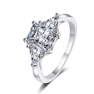 Moissanite nhẫn nữ s925 bạc 2 carat 6 * 8mm vuông moissanite nhẫn