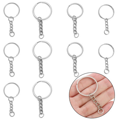 [10 Chiếc] Sắt Tròn Keyfob Có Nhảy Vòng Móc Khóa Có Tôm Hùm Khóa Bao Gồm Cho Móc Khóa Mặt Dây Chuyền DIY Trang Sức Làm Phụ Kiện