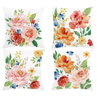 Vỏ gối hoa màu nước màu đỏ 70 × 70,60 × 60,50 × 50,45 × 45,40 × 40.Vỏ bọc giường sofa trang trí phòng tại nhà. Vỏ đệm hành tinh.