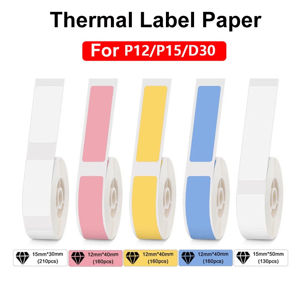 1 Cuộn P12 P15 Giấy Dán Nhãn Dán 15x30mm 12x40mm Nhãn Dán Nhãn Nhiệt Cho P12 / P50 / Q30 / D30 KingJ