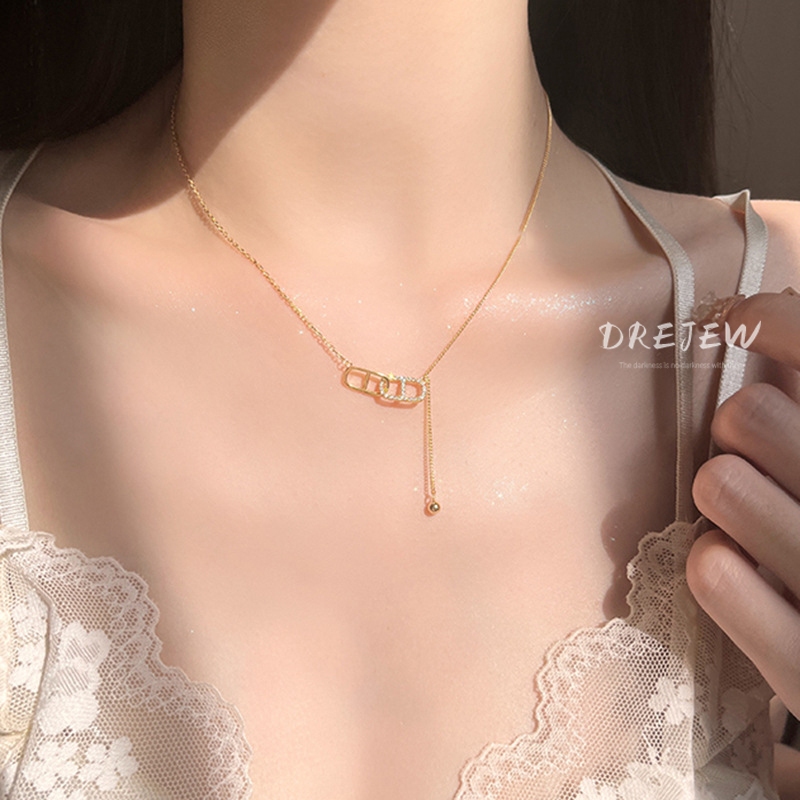 DREJEW Dây chuyền xương đòn đa năng vàng 18k dành cho nữ Hàn Quốc thiết kế thích hợp cổ điển nhẹ nhàng sang trọng khí chất vòng cổ