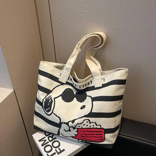  Túi đeo vai vải canvas in hình Snoopy hoạt hình thời trang nữ Túi Tote dung tích lớn 