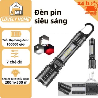 Đèn pin siêu sáng corisu chiếu xa 500m có Zoom xa gần chống nước IPX4 pin trâu chip Led 7 chế độ sáng  Đèn cầm tay Chip XHP50