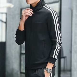   S-5xl  Áo khoác nam ba sọc thể thao dáng rộng chạy bộ chống gió nhẹ cổ đứng Áo khoác thông thường cỡ lớn Áo len Cardigan nam 