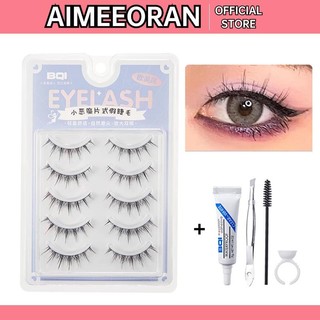 Nhật Bản Wispy Giả Mi Gói Tự Nhiên Nhìn Giả Lông Mi Chồn Với Dây Trong Suốt Lông Tơ 8 Mm Ngắn Tự Nhiên Giả Mi Gói