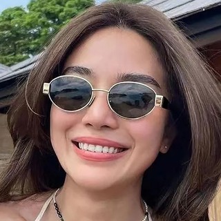 👓️Amigoa1👓️ Kính Mát Hình oval Gọng Kim Loại Phong Cách Âu Mỹ Thời Trang Cho Nam Nữ