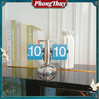 Phong cách châu âu retro kỹ thuật số lật xuống đồng hồ thép không gỉ 304 tự động cơ kỹ thuật số lật để bàn đồng hồ cho gia đình phòng khách
