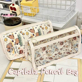  Túi đựng bút Capybara dễ thương Túi trong suốt dung tích lớn Đồ dùng văn phòng phẩm dành cho sinh viên 